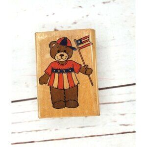 1998 Westwater Enterprises Patriotic Bear Holding Flag Stamp – Rare Collectible
